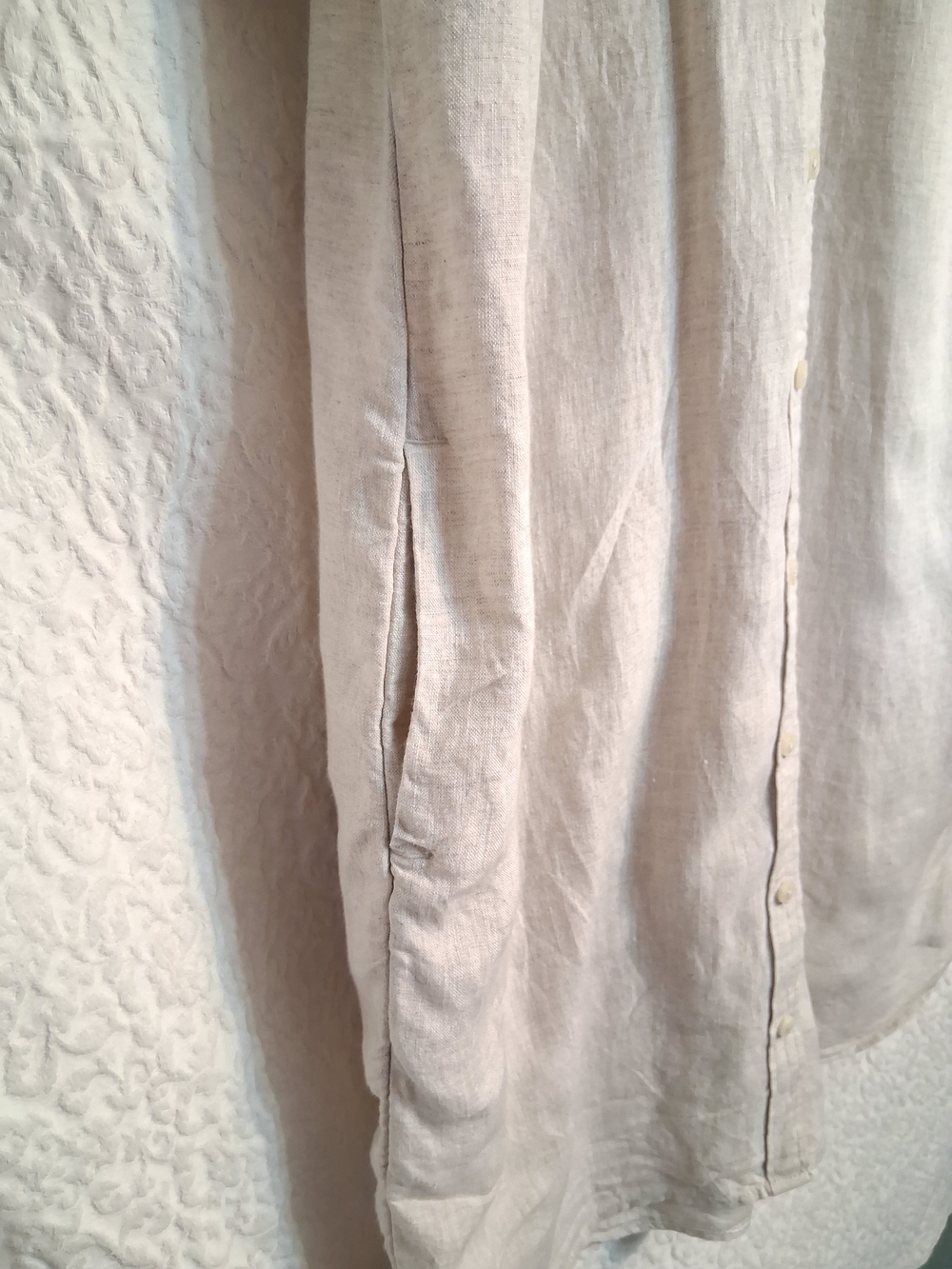 J. Crew Light Beige Linen Short-Sleeve Button-Down Dress- Casual Relaxed Fit - Picture 4 of 8